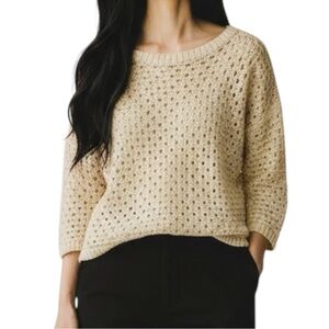 Chelsea & Violet Pullover Open Weave Sweater in Cream Size S — SPRING VIBES!!!